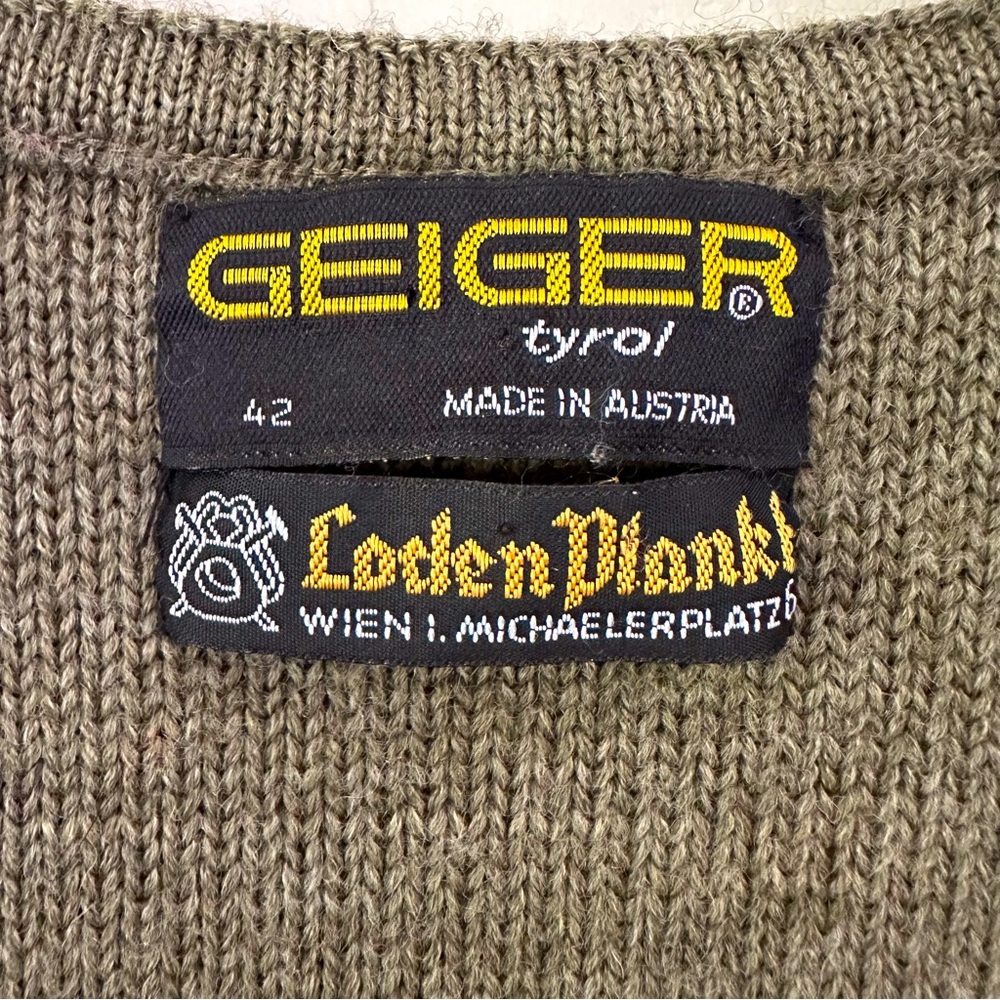 Geiger Women's Olive Cardigan Wool Sweater - Picture 3 of 12